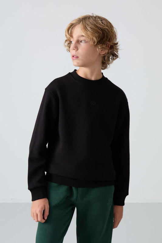Siyah Pamuklu Erkek Çocuk Sweatshirt