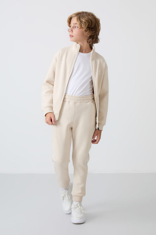 Bej Dik Yaka Erkek Çocuk Eşofman Takımı