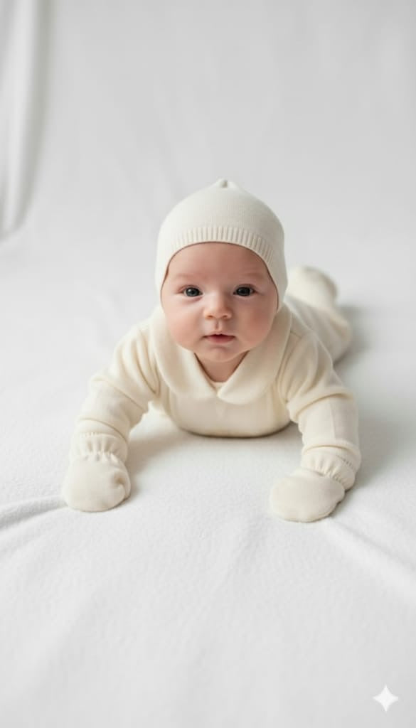 Yenidoğan 8 Parça Hastane Çıkış Seti | Krem Triko Bebek Kıyafetleri, Battaniyeli Set 8279