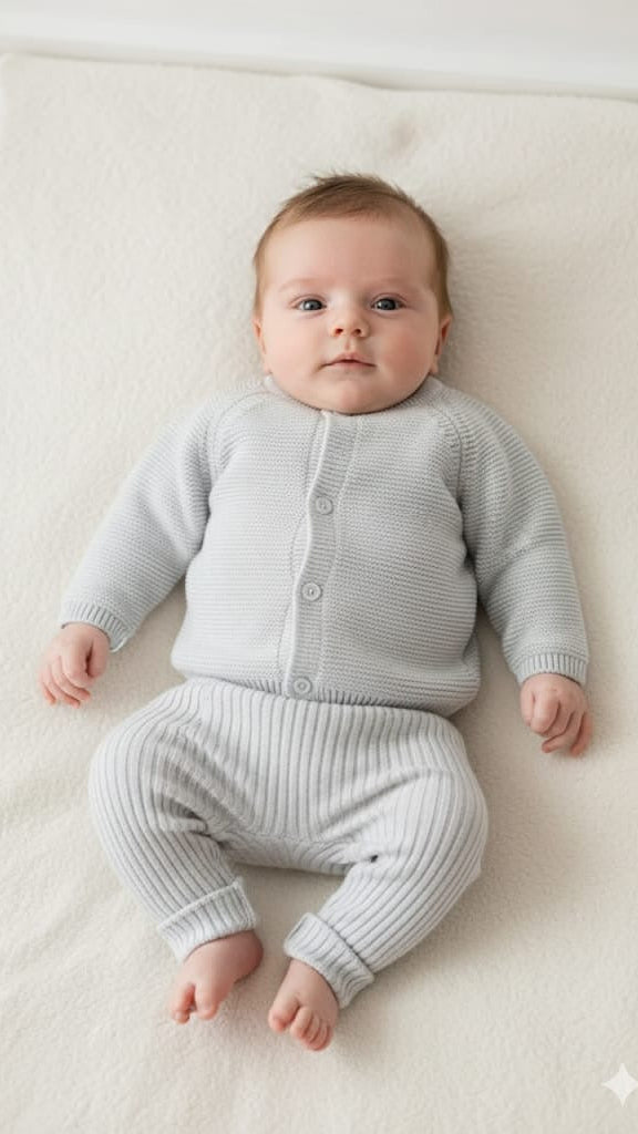 Yenidoğan 8 Parça Hastane Çıkış Seti | Mavi Triko Bebek Kıyafetleri, Battaniyeli Set 8279