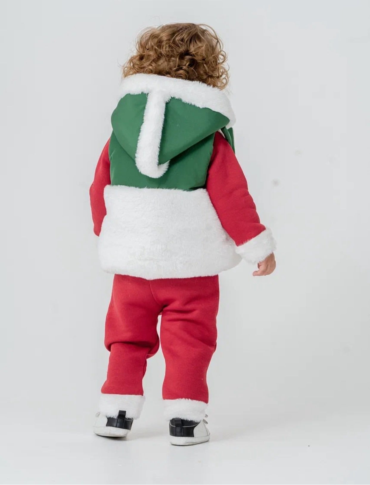 Kız/Erkek Bebek Yılbaşı 3’lü Kışlık Takım – Kapüşonlu Peluş Mont, Sweatshirt & Pantolon |