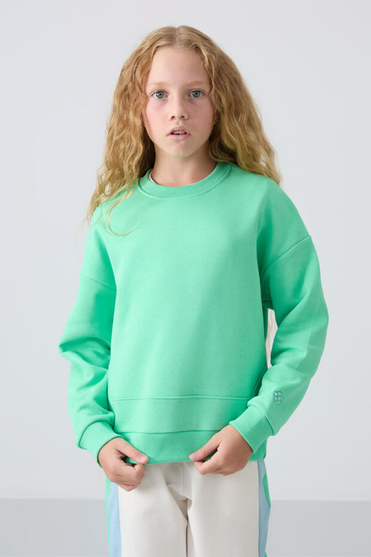 Su Yeşili Kuz Çocuk Sweatshirt