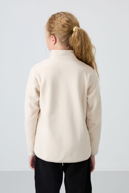 Bej Dik Yaka Kız Çocuk Sweatshirt