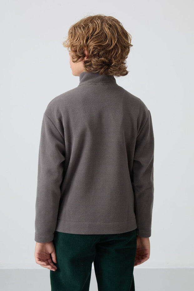 Füme Dik Yaka Polar Sweatshirt Erkek Çocuk
