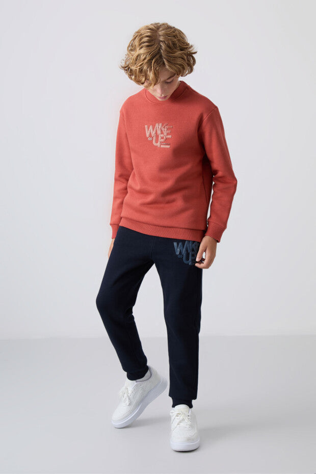 Kiremit Lacivert Pamuklu Eşofman Takım Erkek Çocuk