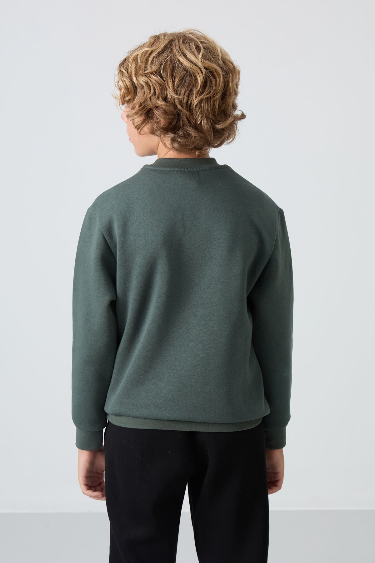 Haki Pamuklu Erkek Çocuk Sweatshirt