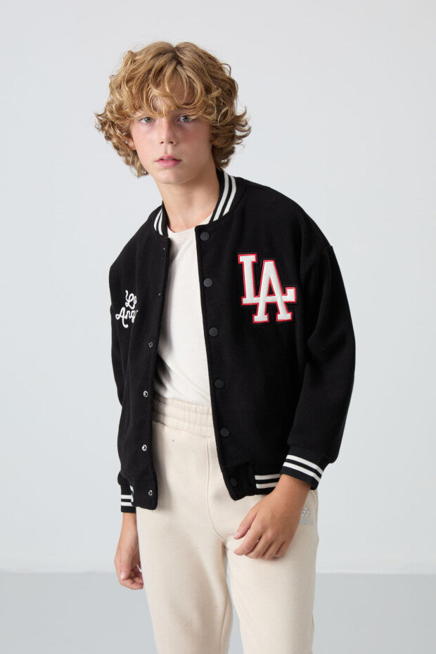 Siyah Polar Kolej Ceketi Erkek Çocuk