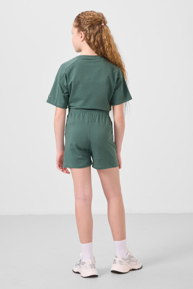 Kız Çocuk Yeşil Şortlu Takım – Yazlık Pamuklu İkili Takım (7-15 Yaş)