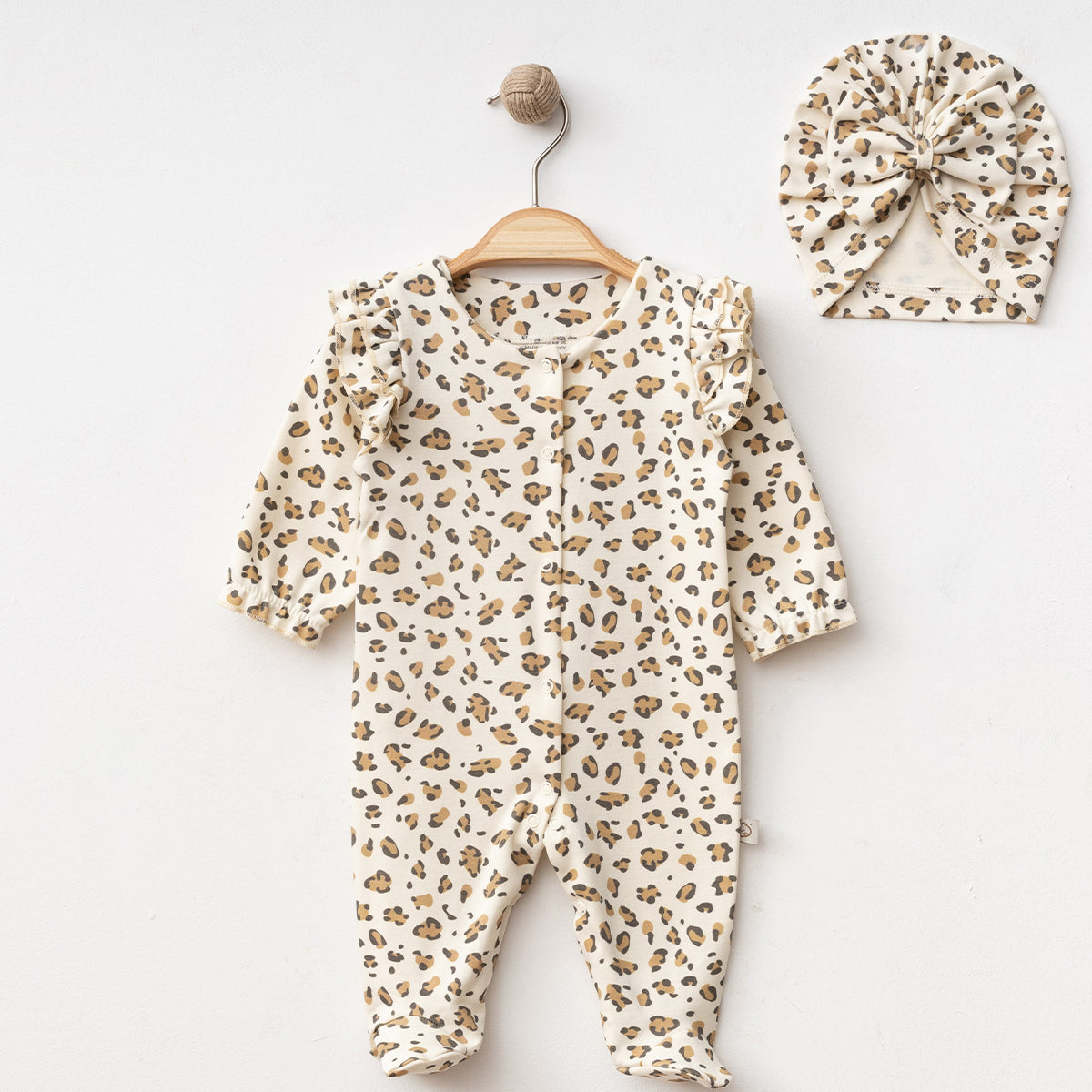 Kız Bebek Boneli Leoparlı Tulum – 0-3 / 3-6 Ay 2200OB