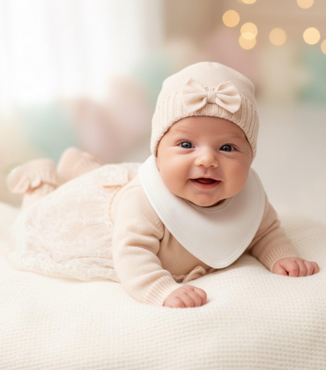 Kız Bebek 9 Parça Triko Dantelli Hastane Çıkışı Seti | Kişiselleştirilebilir Yenidoğan Hediye Seti