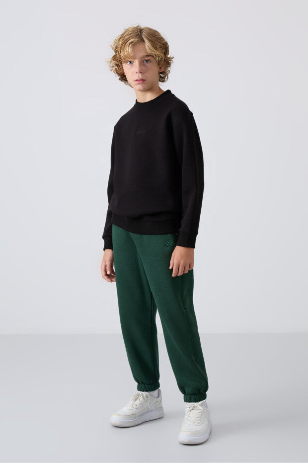 Siyah Pamuklu Erkek Çocuk Sweatshirt