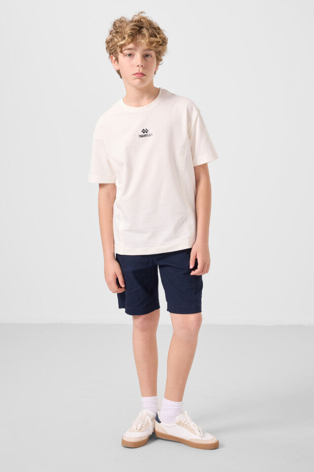 Erkek Çocuk Ekru Tshirt Laci Şort Takım
