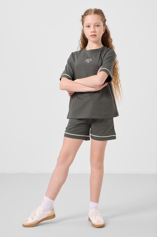 Kız Çocuk Haki Şortlu Takım