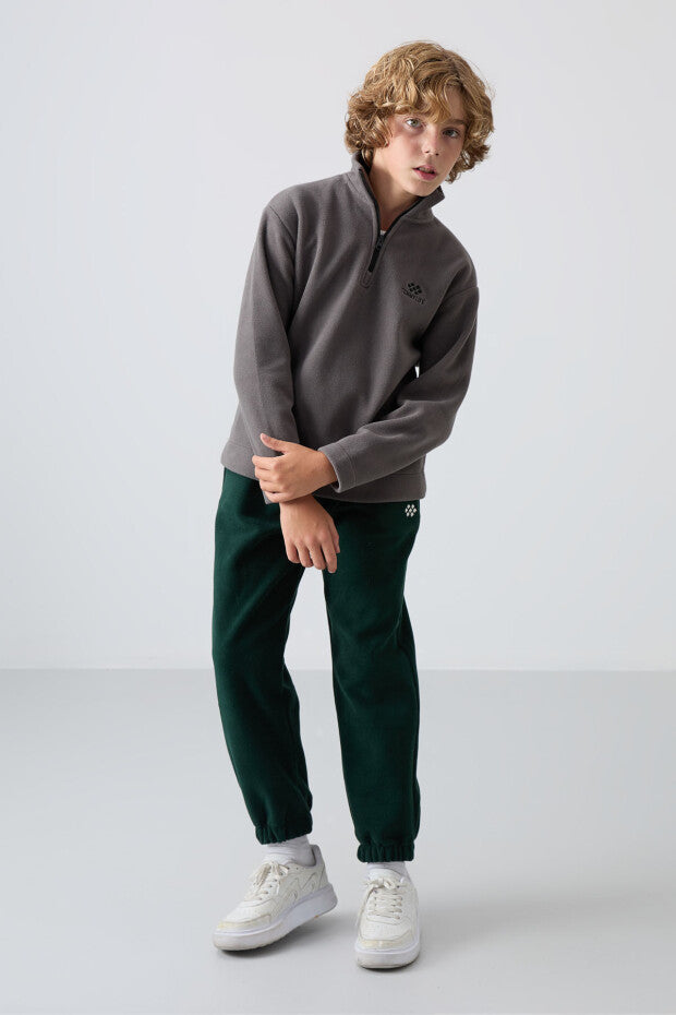 Füme Dik Yaka Polar Sweatshirt Erkek Çocuk