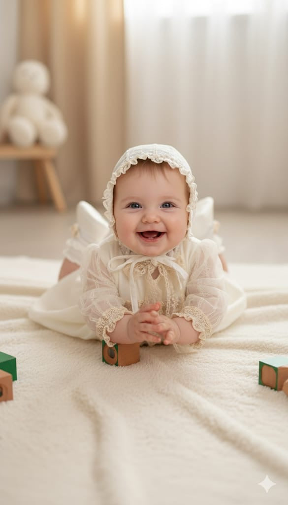 Kız Bebek 0-3 Ay Kişiselleştirilebilir Dantelli Elbiseli 6’lı Set 583094LV