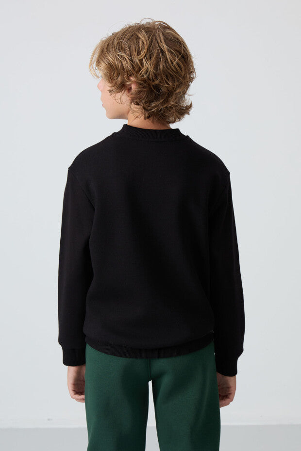 Siyah Pamuklu Erkek Çocuk Sweatshirt