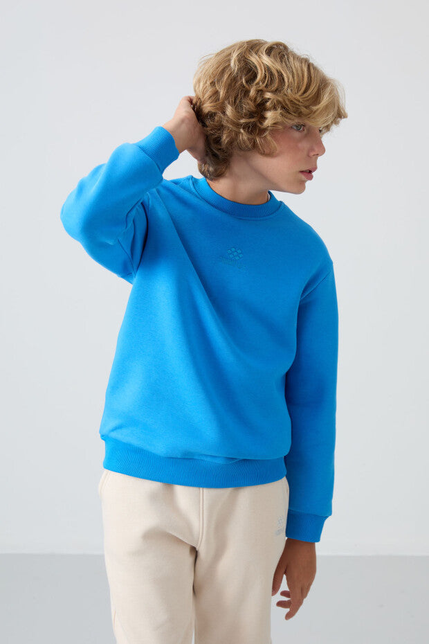 Mavi Erkek Çocuk Pamuklu Sweatshirt