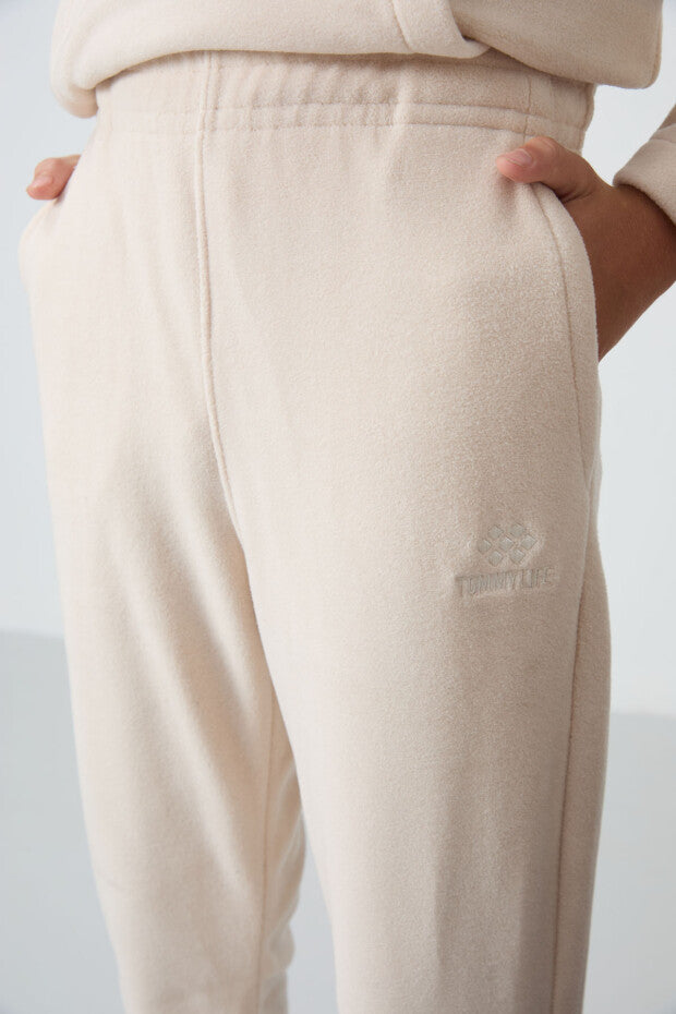 Bej Dik Yaka Polar Eşofman Takımı