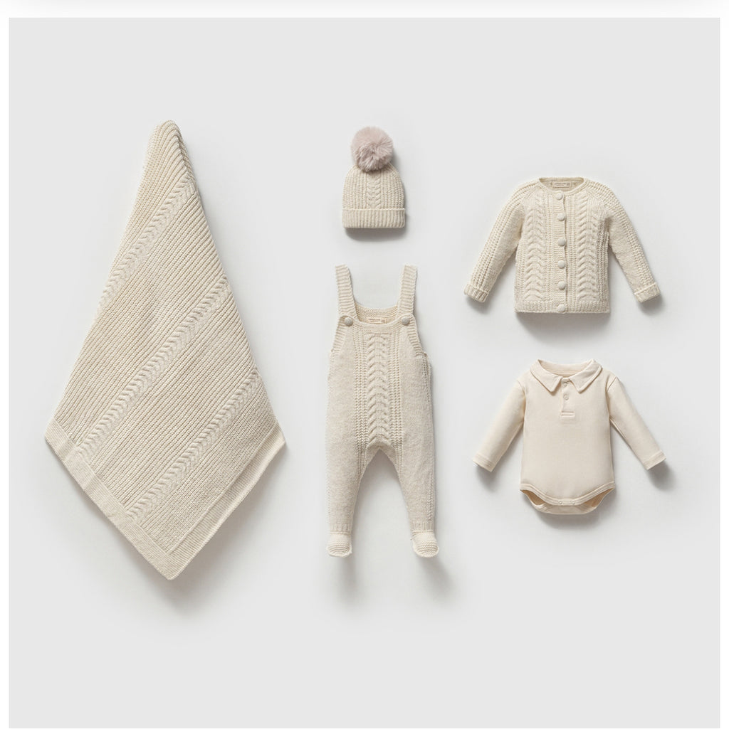 Kişiselleştirilebilir Yenidoğan 5’li Hastane Çıkışı Seti | Salopet, Bodysuit, Şapka, Hırka, Battaniye