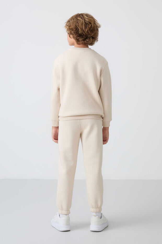 Bej Pamuklu Eşofman Takımı Erkek Çocuk