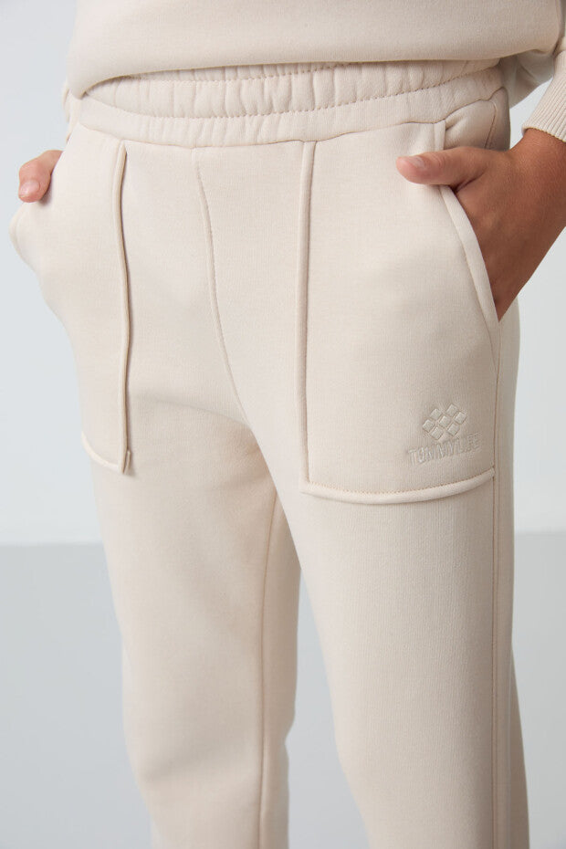 Bej Pamuklu Eşofman Takımı Erkek Çocuk