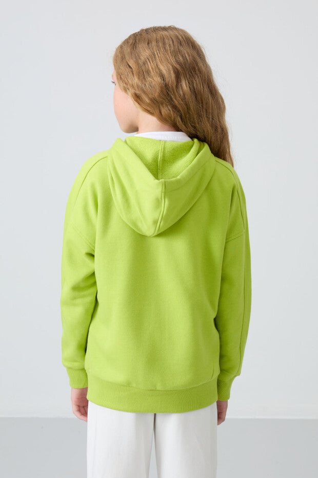 Kız Çocuk Kapüşonlu Sweatshirt Yeşil