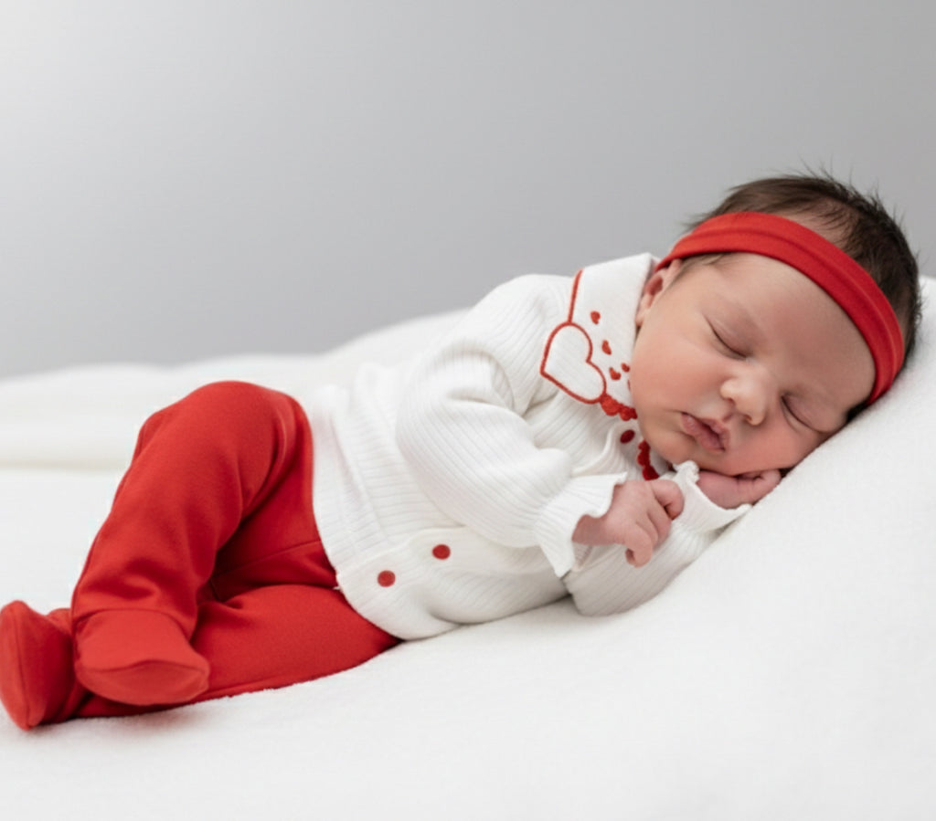 Kız Bebek 0-3 Ay Yakası Kalpli 5’li Hastane Çıkış Seti 2096MC