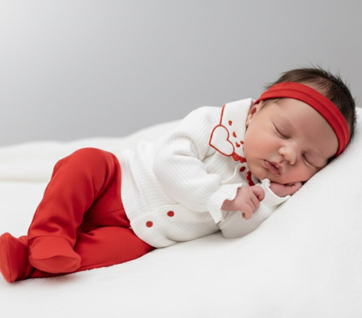 Kız Bebek 0-3 Ay Yakası Kalpli 5’li Hastane Çıkış Seti 2096MC