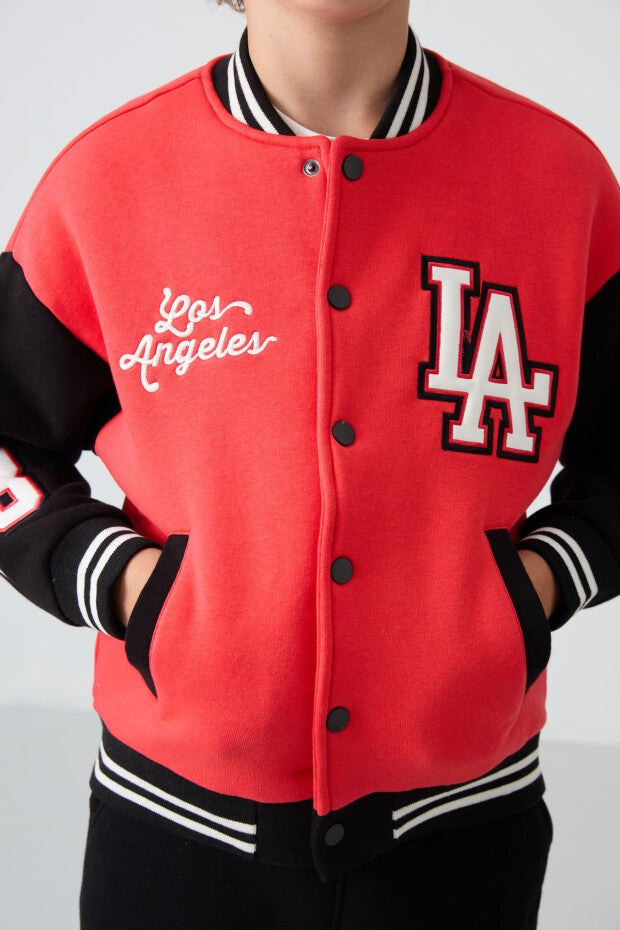 Nar Çiçeği Losangeles Nakışlı Kolej Ceketi