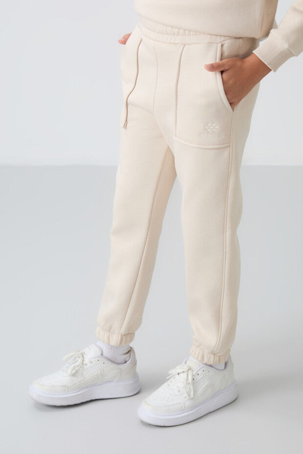 Bej Pamuklu Eşofman Takımı Erkek Çocuk