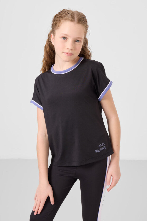 Kız Çocuk Siyah Spor Tshirt Siyah Tayt Takım