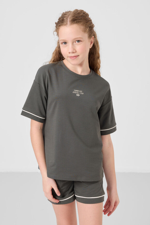 Kız Çocuk Haki Şortlu Takım