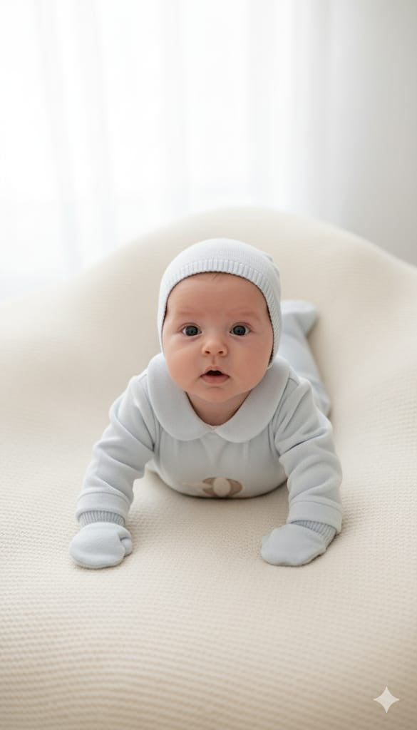 Yenidoğan 8 Parça Hastane Çıkış Seti | Mavi Triko Bebek Kıyafetleri, Battaniyeli Set 8279