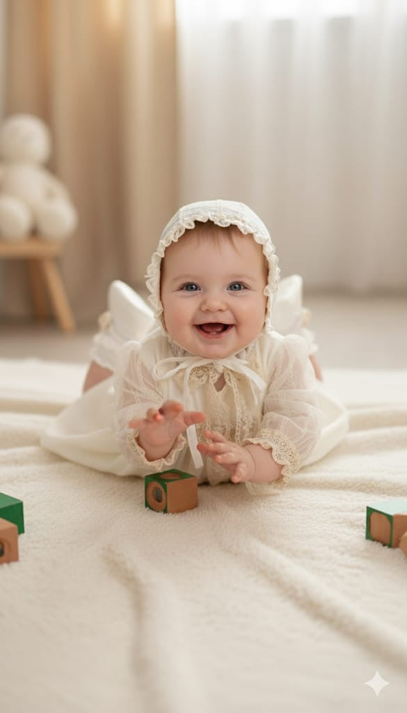 Kız Bebek 0-3 Ay Kişiselleştirilebilir Dantelli Elbiseli 6’lı Set 583094LV