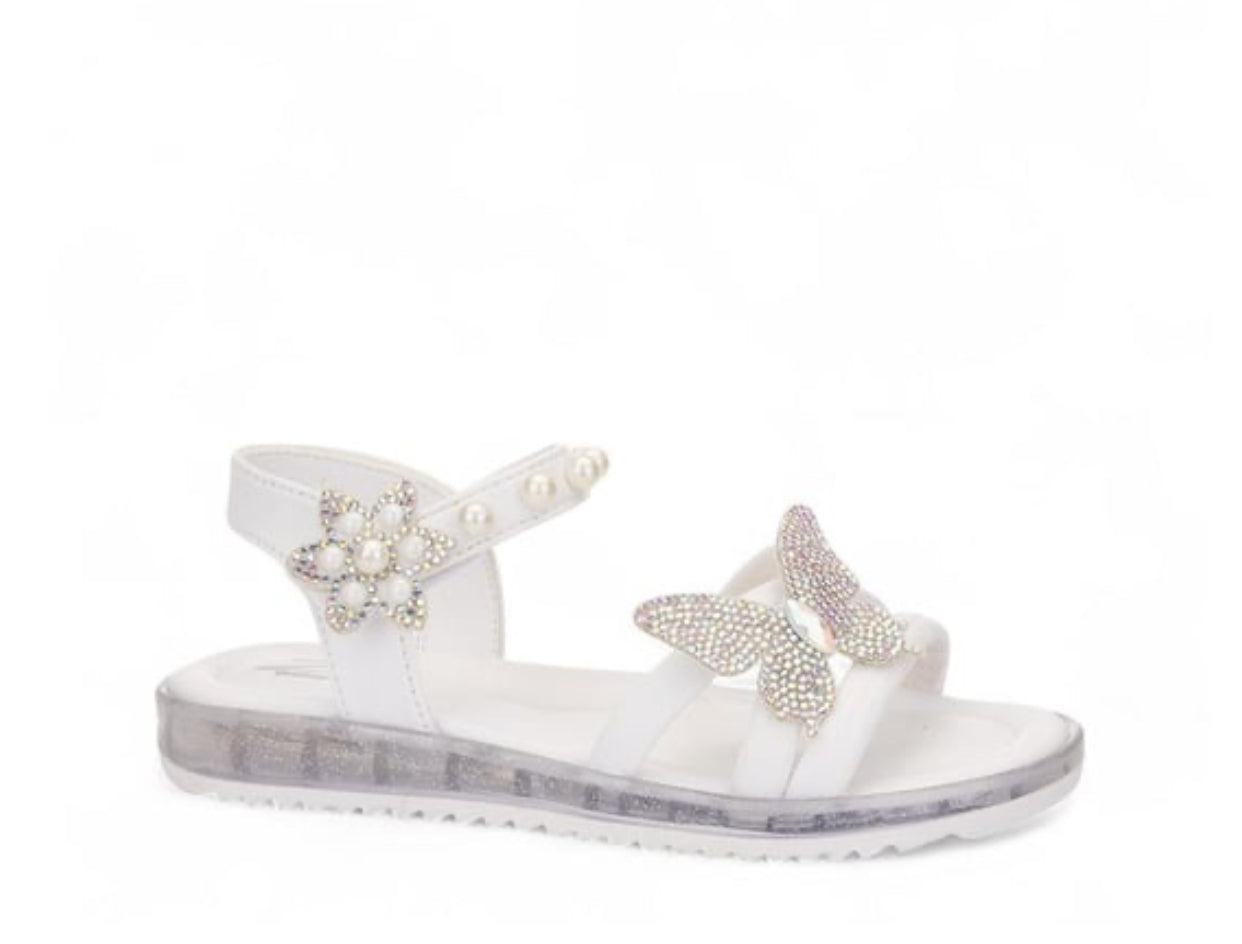 Beyaz Kelebek Aksesuarlı Kız Çocuk Sandalet