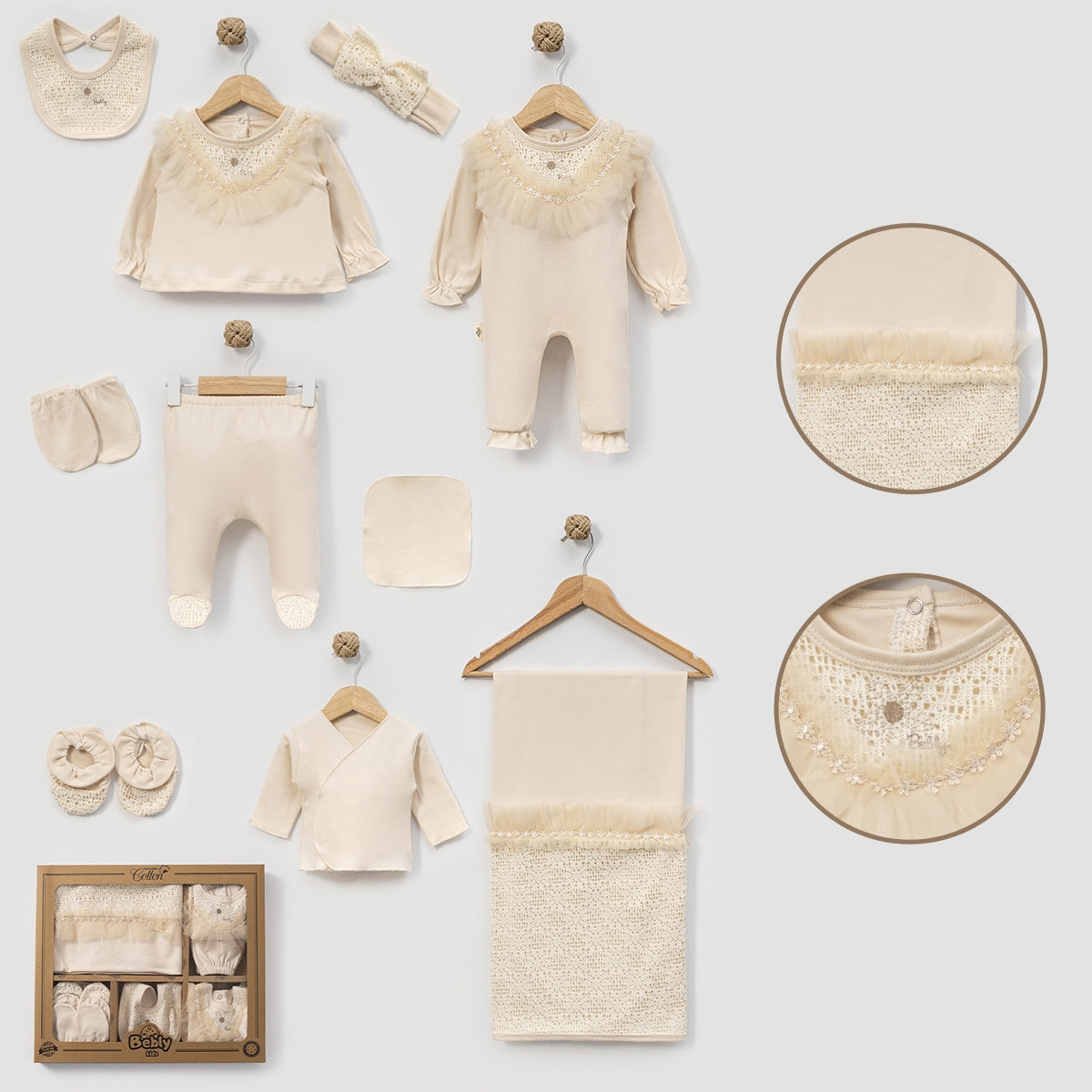 Kız Bebek Kişiselleştirilebilir Tüllü Fistolü Set – Yeni Doğan Hastane Çıkışı 10024BK