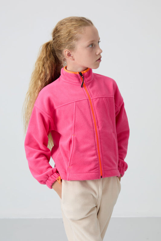 Şeker Pembe Fermuarlı Sweatshirt