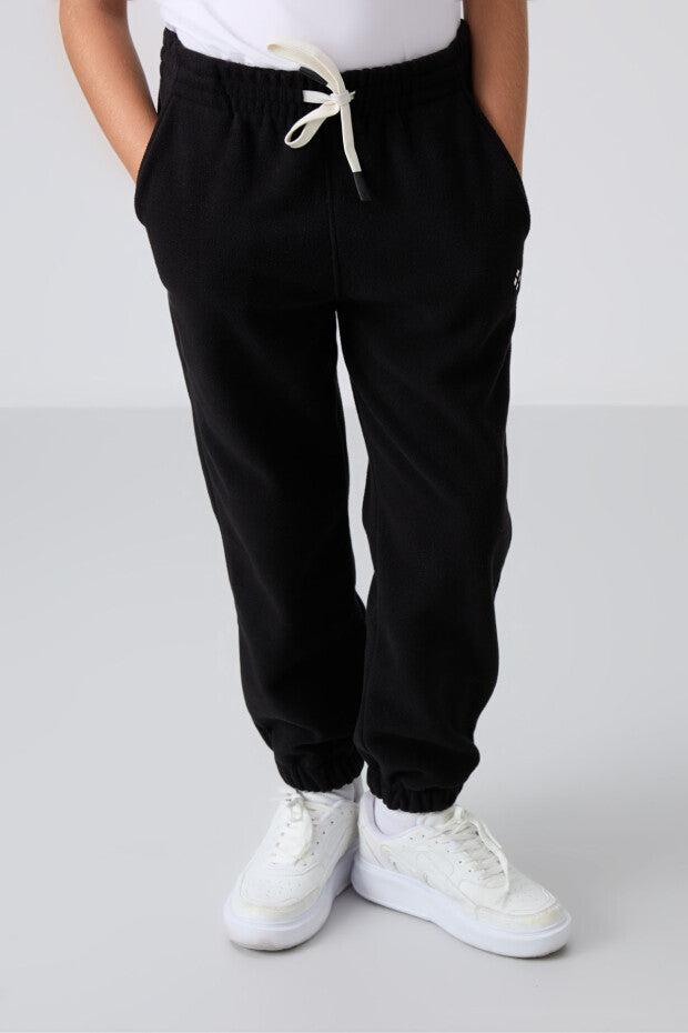 Siyah Jogger Polar Eşofman Altı Erkek Çocuk