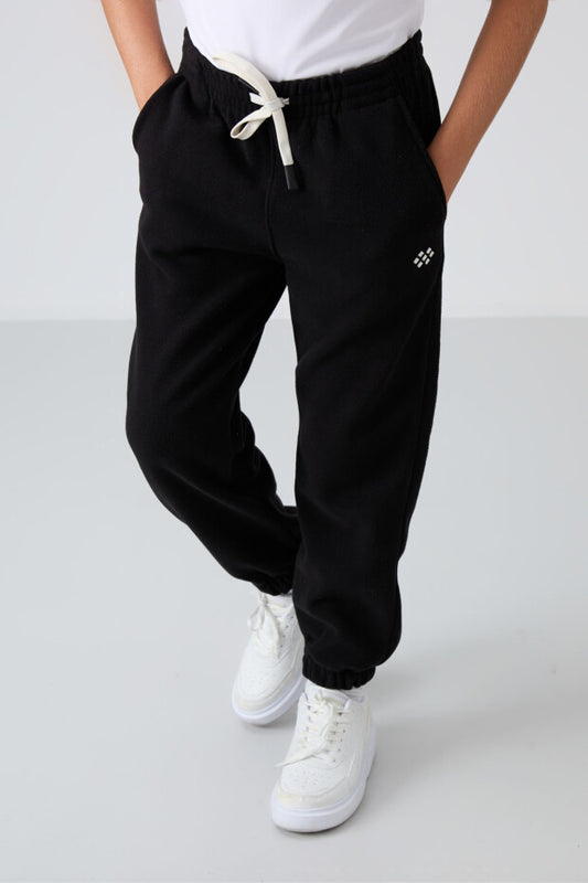 Siyah Jogger Polar Eşofman Altı Erkek Çocuk