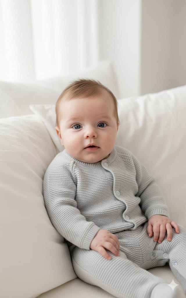 Yenidoğan 8 Parça Hastane Çıkış Seti | Mavi Triko Bebek Kıyafetleri, Battaniyeli Set 8279