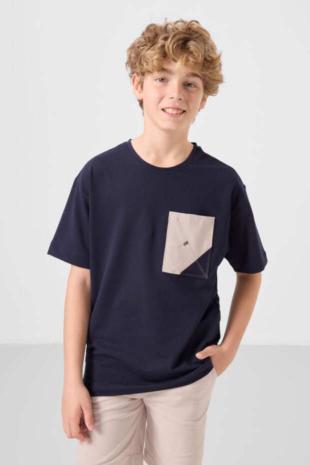 Erkek Çocuk Lacivert Tshirt Taş Chino Şort Takımı