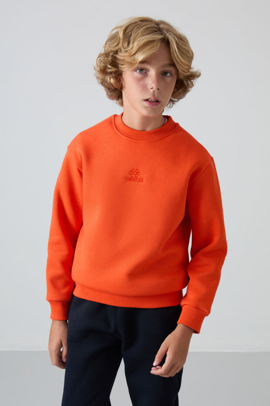 Turuncu Erkek Çocuk Pamuklu Sweatshirt