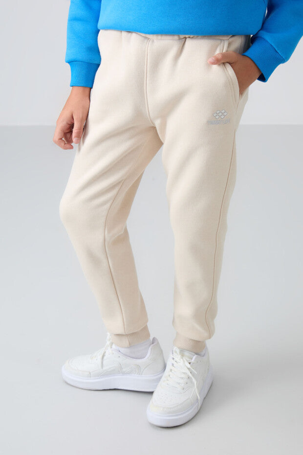 Bej Rengi Şardonlu Erkek Çocuk Eşofman Altı