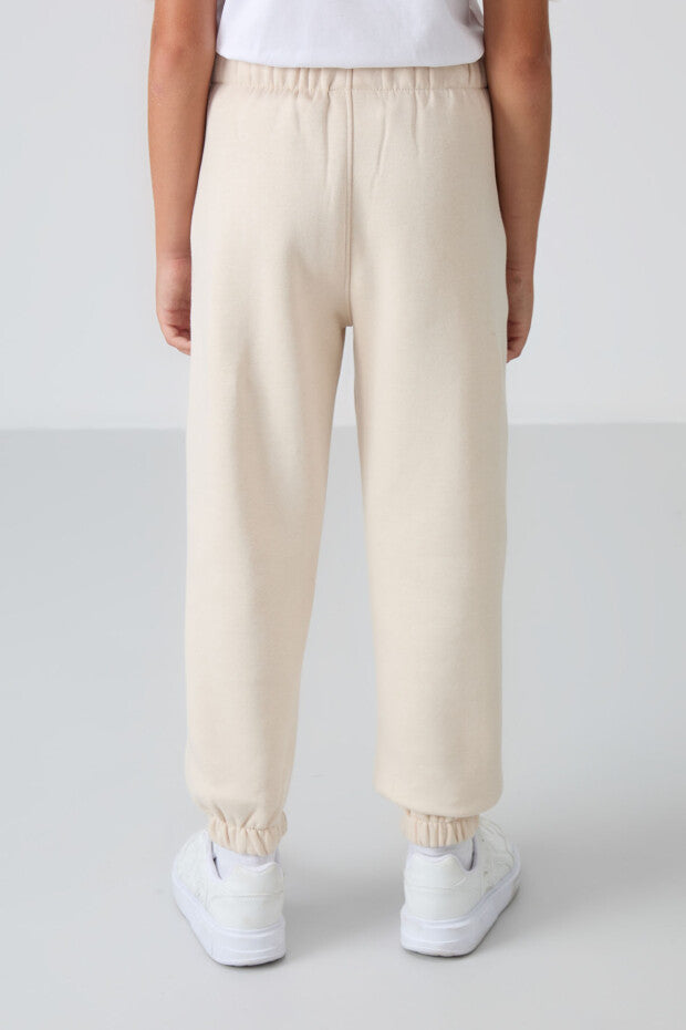 Bej Rengi Pamuklu Erkek Çocuk Eşofman Altı