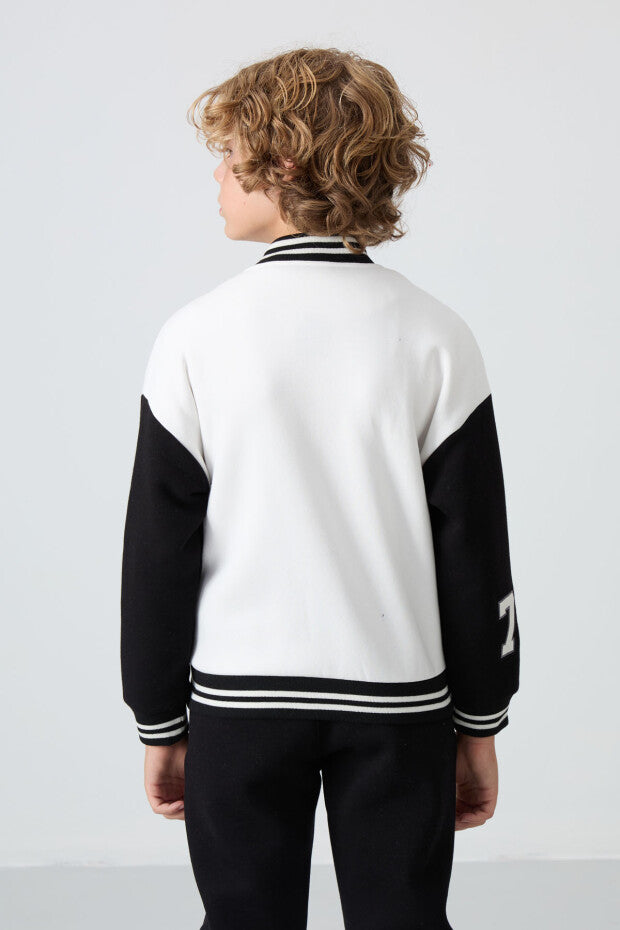 Losangeles Nakışlı Beyaz Kolej Ceketi