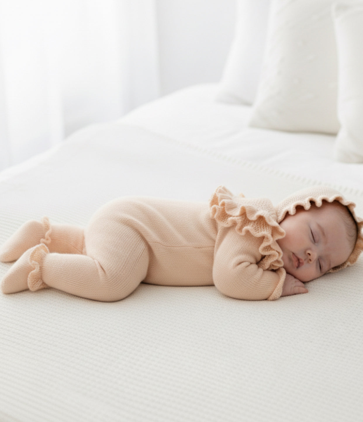 Kız Bebek Yenidoğan 5’li Triko Hastane Çıkışı Seti | Fırfırlı Yakalı | 0-3 Ay | Tulum, Battaniye, Şapka, Çorap, Eldiven 8259