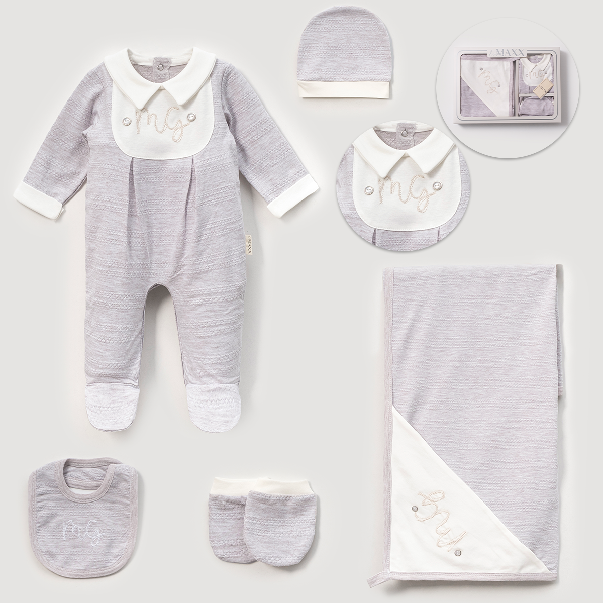 Erkek Bebek 0–3 Ay Kutulu Set | Battaniyeli Model | Kişiselleştirilebilir 583113LV