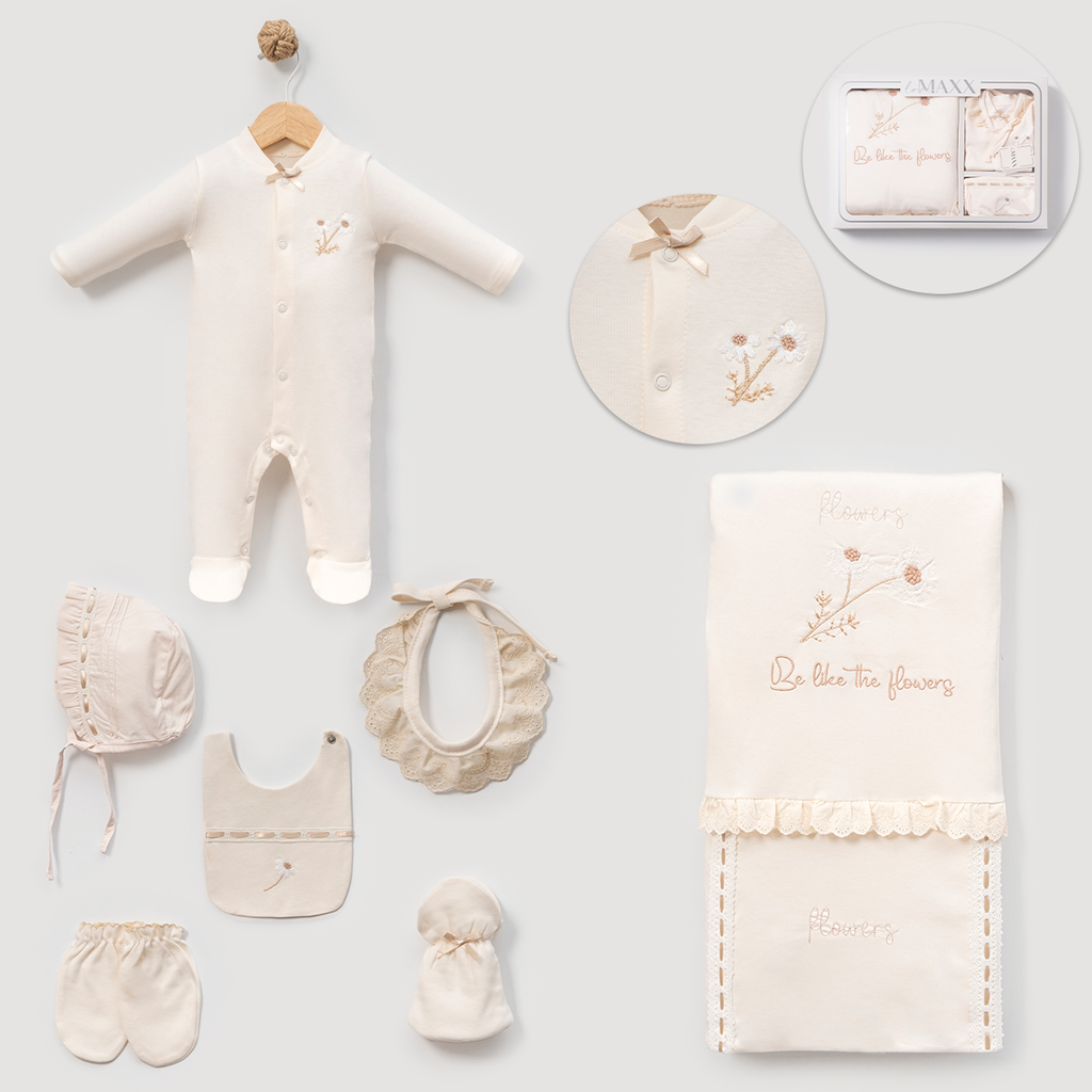 Kız Bebek 0-3 Ay Kişiselleştirilebilir “Be Like the Flowers” Set