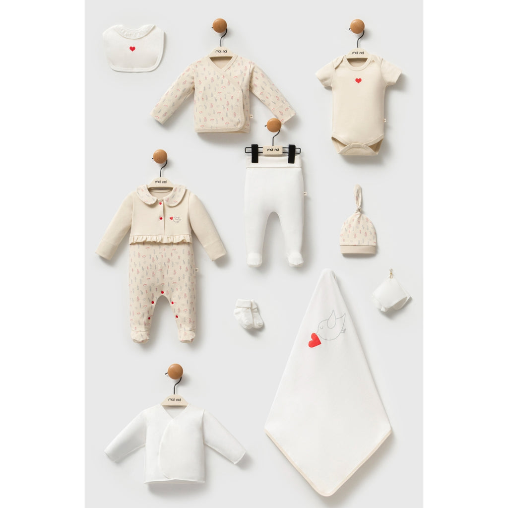 Kız Bebek 0-3 Ay Kişiselleştirilebilir Kokina 10’lu Set – Organik Pamuk Hastane Çıkışı