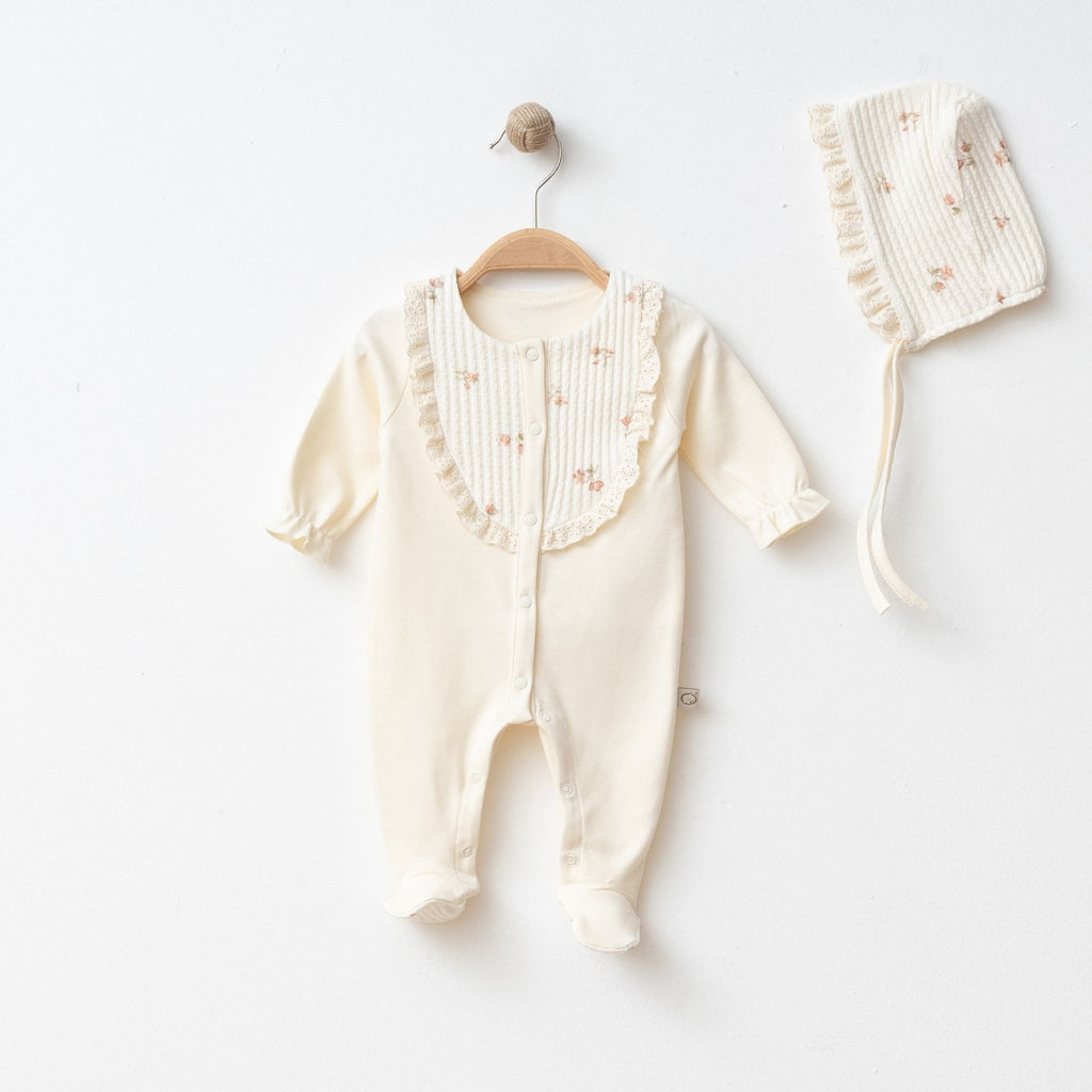 Kız Bebek Çiçekli Jakarlı Tulum – 0-3 / 3-6 Ay 00100B
